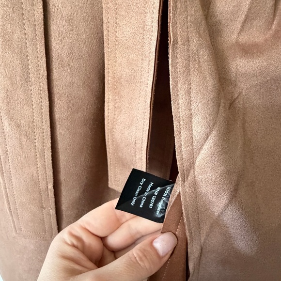 NWT Women’s Faux Suede Trench Coat – Camel Brown – М - Picture 4 of 6